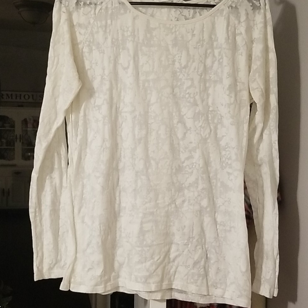 Athleta sheer white cotton shirt